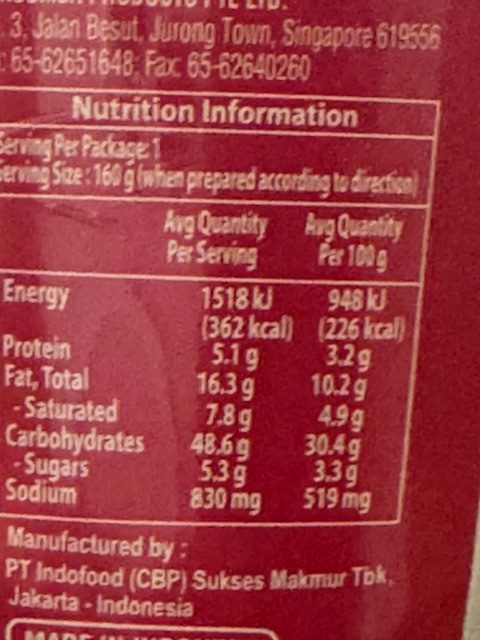 Sugars in Noodle soups